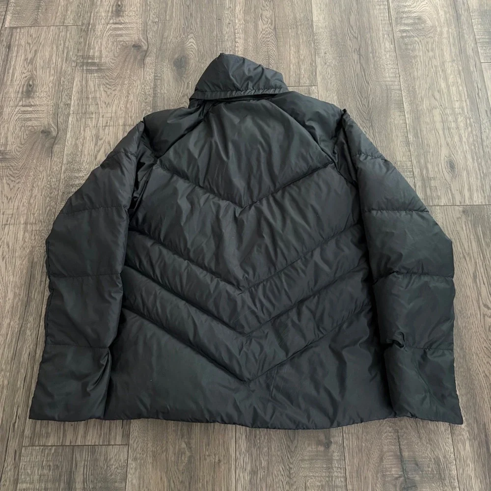 Nike‎ Puffer Jacket Girls Large 12-14 Black Good Chevron Quilted Down Coat